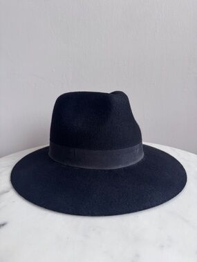 Wool Black Wide-Brim Fedora Hat